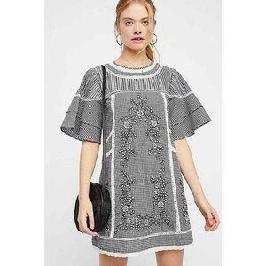 Free People Sunny Day Gingham Trapeze Midi Dress